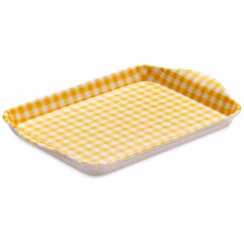 Zeal Mini Melamine Rectangular Serving Tray with Handles, Yellow, W: 18 cm x D: 14 cm x H: 2 cm – 1
