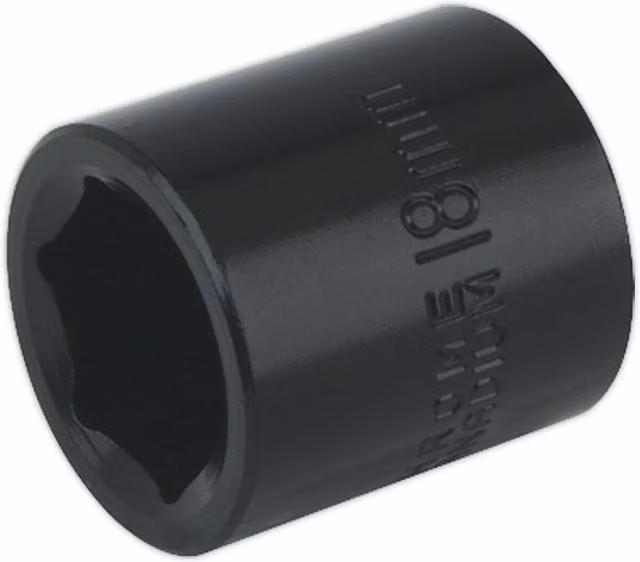 Loops 18mm Forged Impact Socket 3/8 Inch Sq Drive Chrome-Vanadium Wrench Socket Black and Multicolour