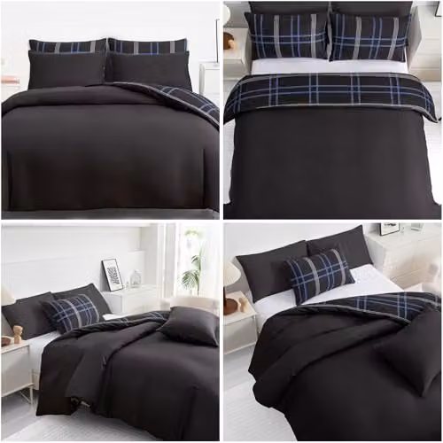 Pamposh Black Double Brushed Microfibre Duvet Cover Set with 2 Pillowcases, W/D/H: 200 x 200 cm – 4