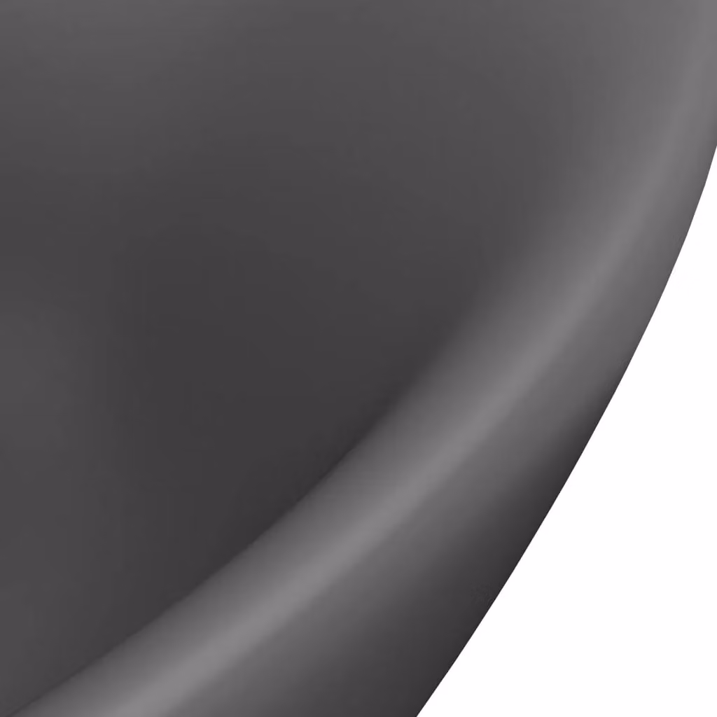 Berkfield Home Luxury Oval Ceramic Countertop Basin with Overflow in Matt Dark Grey W: 58.5 cm, D: 39 cm – 3
