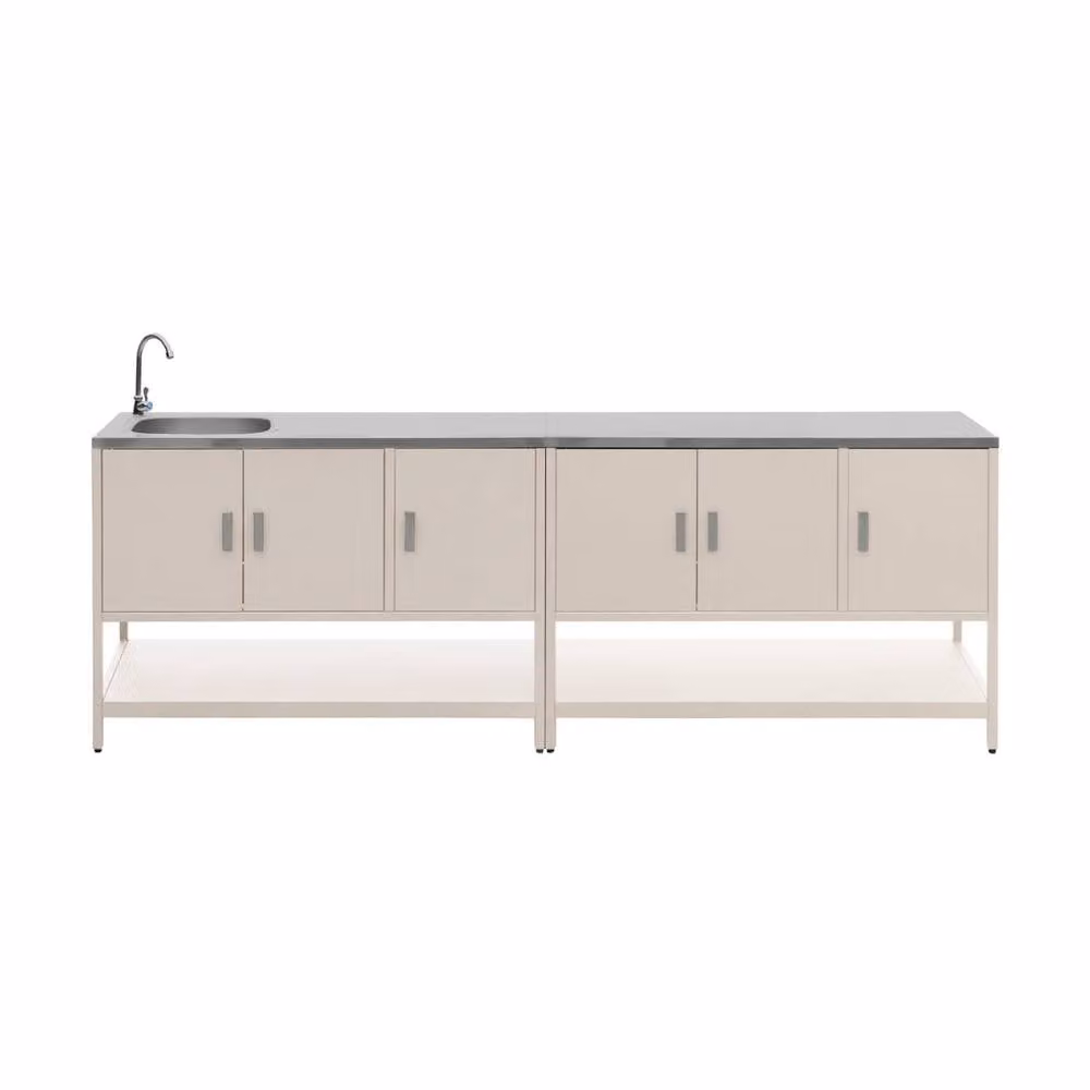 sweeek Modern 2-Module Stainless Steel Outdoor Kitchen in Beige, W/D/H: 142 x 80 x 51 cm – 2