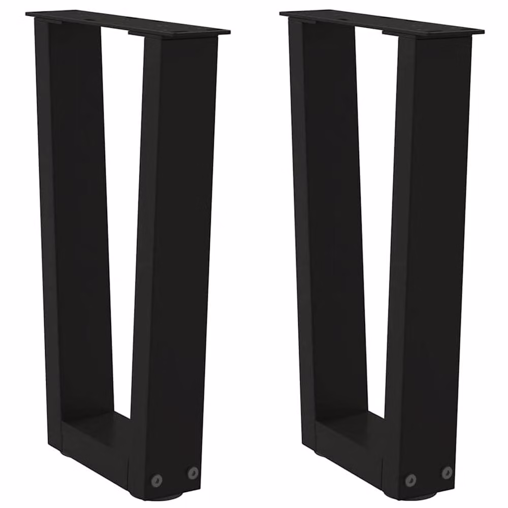 Berkfield Home Modern V-Shape Dining Table Legs, 2 Piece Set, Black Steel, W: 28 cm, H: 42-43.3 cm – 2