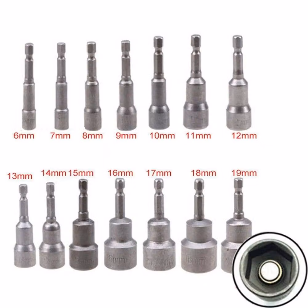 Nordara 14-Piece Magnetic Hex Nut Driver Bit Set, 6-19mm, 1/4 inch, Silver – 2