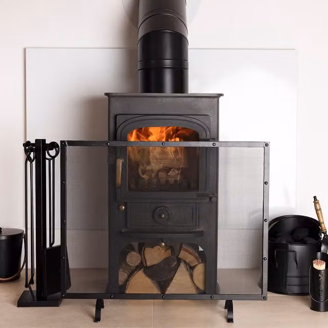 Charles Bentley Aspen Fireguard in Black and Silver
