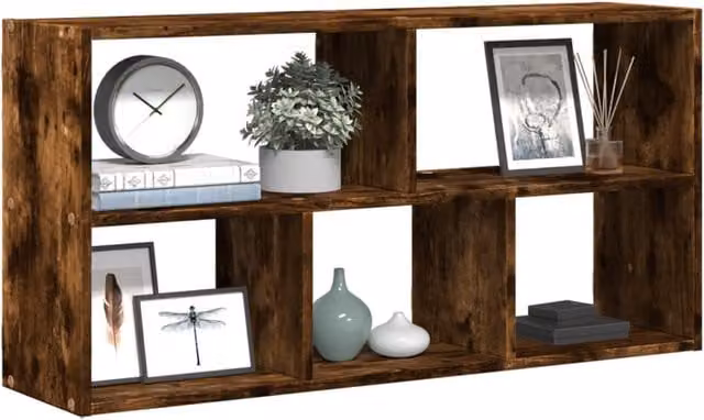 Berkfield Home Wall Mounted Smoked Oak Shelf in Brown, W/D/H: 100 x 25 x 50 cm – 1