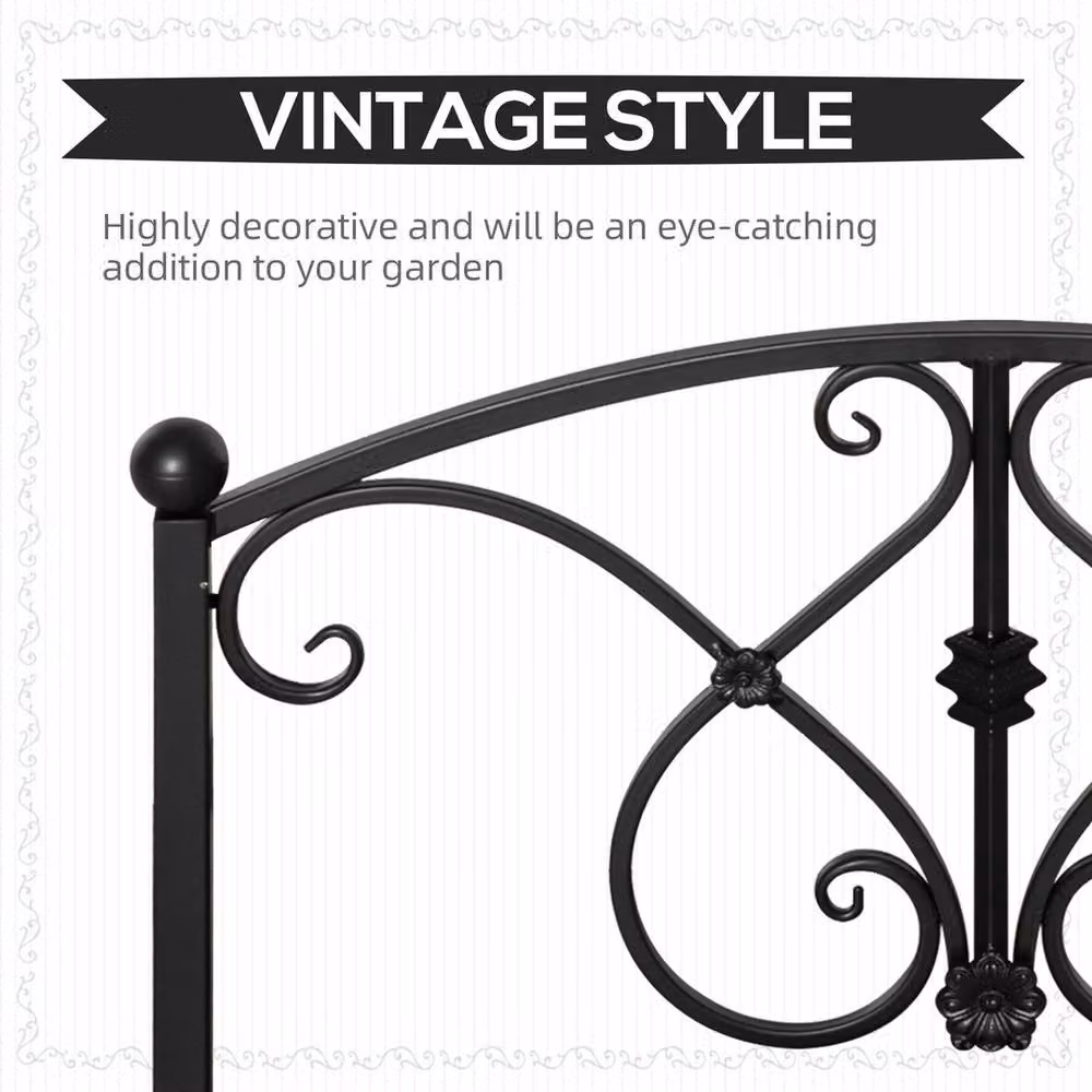 NESTLUNE Decorative Garden Bridge Classic Footbridge in Black W/D/H: 100 x 100 x 49 cm – 3