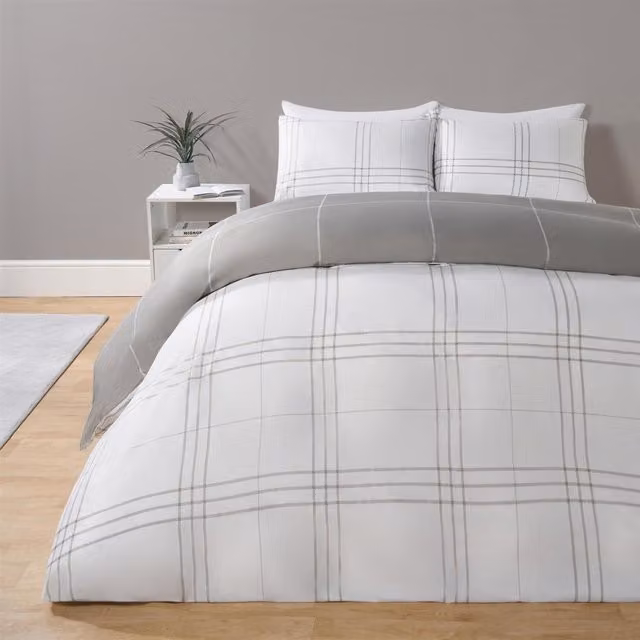 OHS Floral Nature Duvet Cover and Pillowcase Set in Grey, White and Multicolour, W: 140 cm, H: 200 cm