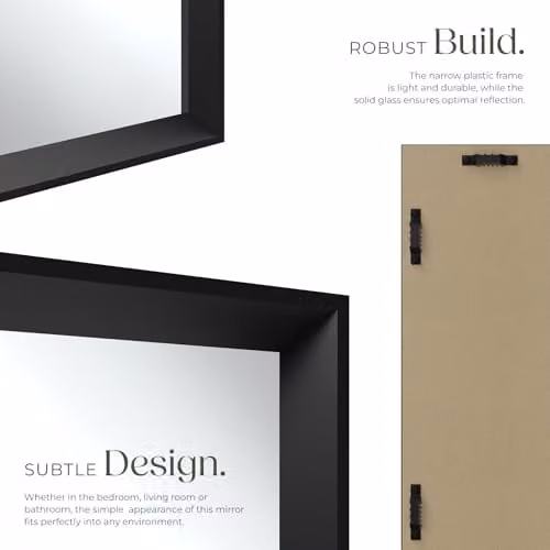 tectake Rectangular Minimalist Wall Mirror in Black, W: 50 cm, H: 70 cm – 3