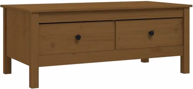 Berkfield Home Rustic Solid Wood Pine Coffee Table, Honey Brown, W: 100 cm, D: 50 cm, H: 40 cm