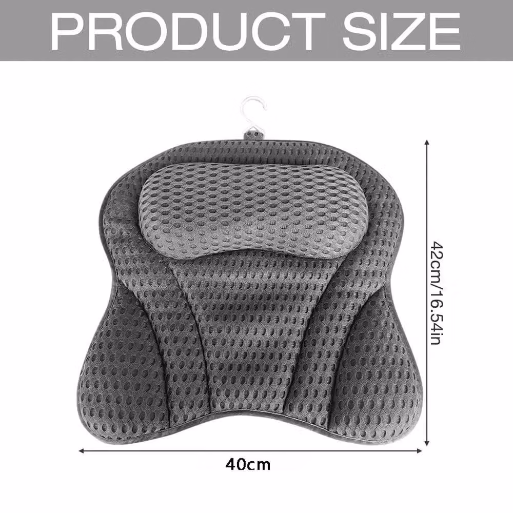 NESTLUNE 4D Ergonomic Bath Pillow with Neck and Back Support in Grey – 2