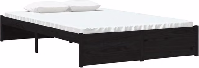Berkfield Home Beautiful Small Double Bed Frame in Black Solid Pine Wood, W/D/H: 120 x 190 cm – 1
