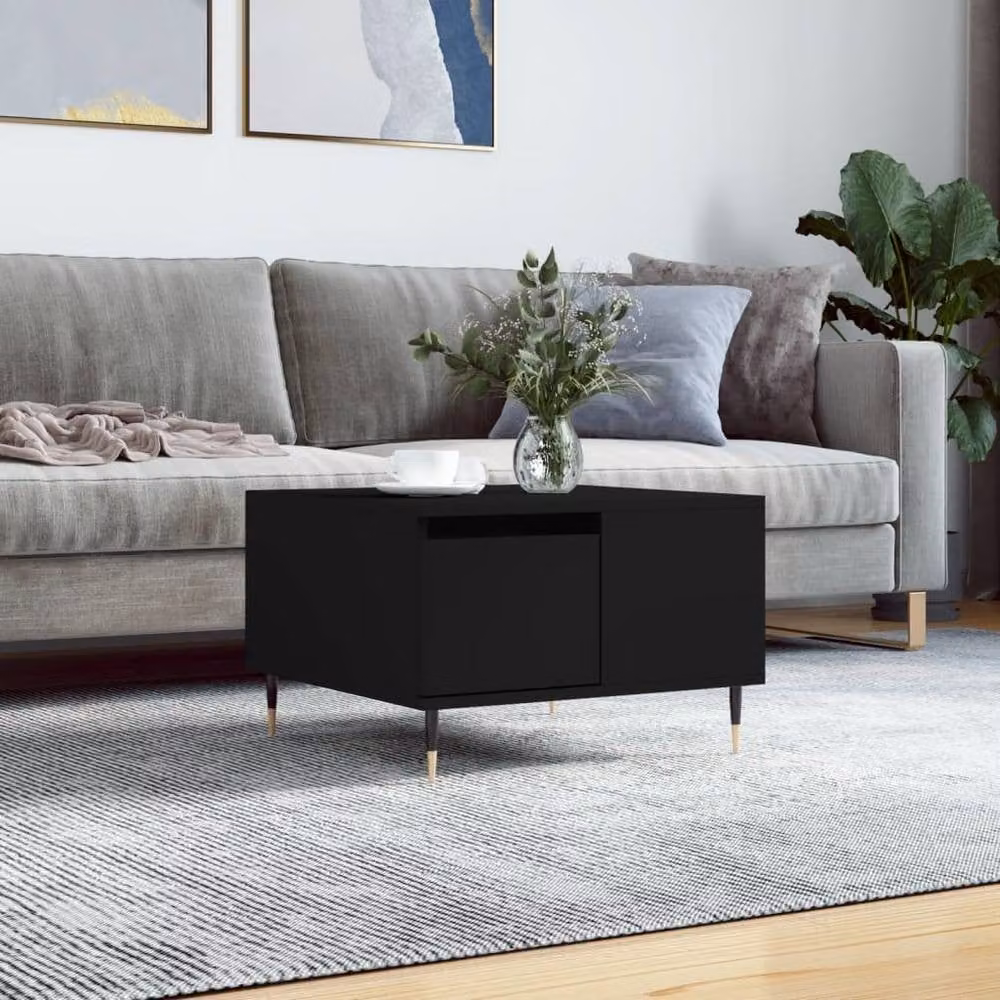 Berkfield Home Modern Black Square Coffee Table W/D/H: 55 x 55 x 36.5 cm – 1