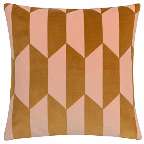 Riva Home Velvet Graphic Square Cushion, Pink and Yellow, W/D/H: 45 x 45 x 45 cm