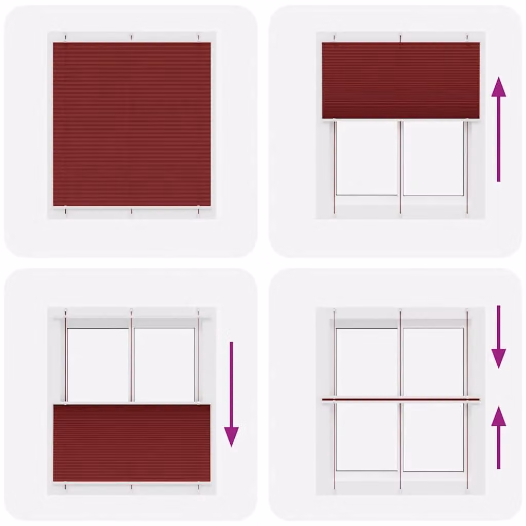 Berkfield Home Single Pleat Corded Blind in Bordeaux Red Polyester, W: 115 cm, H: 100 cm – 4