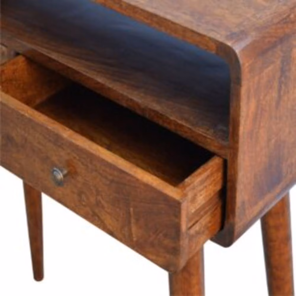 Wyld Haus Ostuni Curved Mango Wood Console Table in Brown with 2 Drawers and Open Shelf – 5
