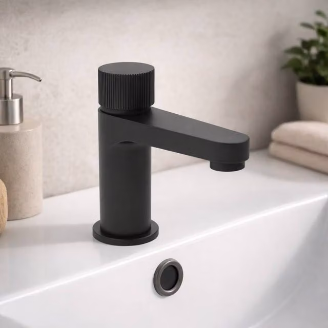 Bathroom Kingdom Koko Matt Black Single Lever Countertop Basin Mixer Tap