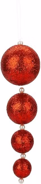 VFM e-Store Red Round Christmas Bauble Hanging Tree Ornaments, Pack of 4, 31 cm – 1