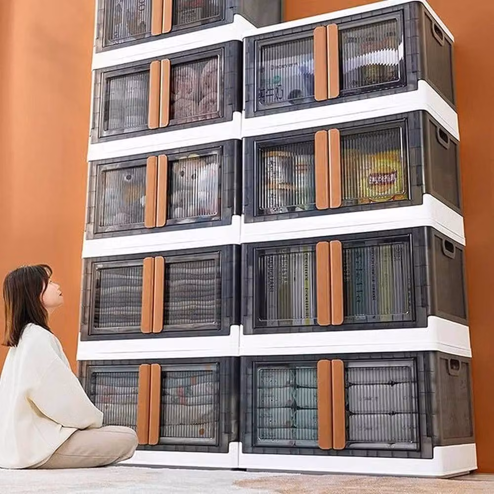 KORVIXA Stackable and Foldable Plastic Storage Bins in Transparent – 5