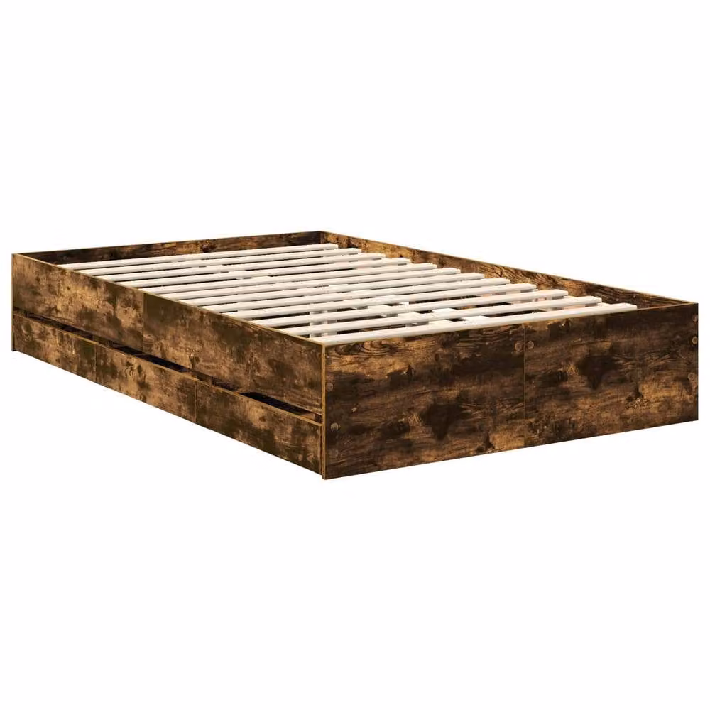 Berkfield Home Modern Bed Frame with Drawers in Smoked Oak Brown, W/D/H: 120 x 190 cm – 3