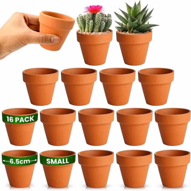 Green Thumbz Brown Terracotta Clay Plant Pots, 6 cm