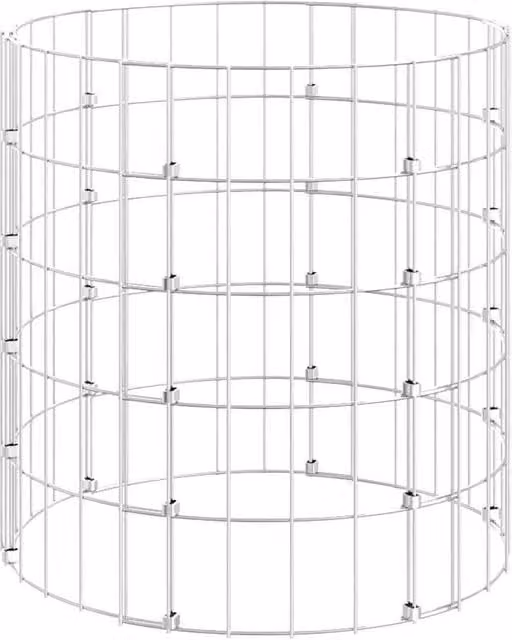 Berkfield Home Circular Gabion Column in Silver Galvanised Steel W/D/H: 50 x 50 x 50 cm