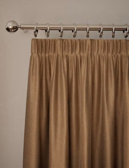 M&S Bronze Velvet Ultra Thermal Pencil Pleat Curtains