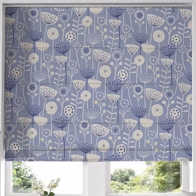 Terrys Blue Floral Blackout Made to Measure Roman Blind