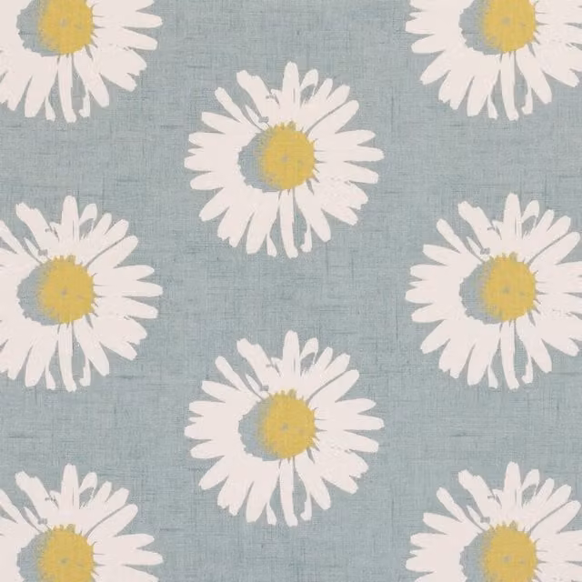 Clarke & Clarke Capri Floral Cotton Fabric in Blue and White