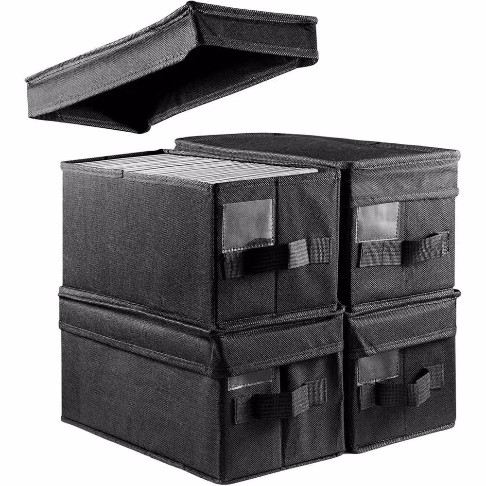 Nordara 4-Piece DVD and CD Storage Box Set in Black, W: 35 cm, D: 16 cm, H: 15.5 cm – 3