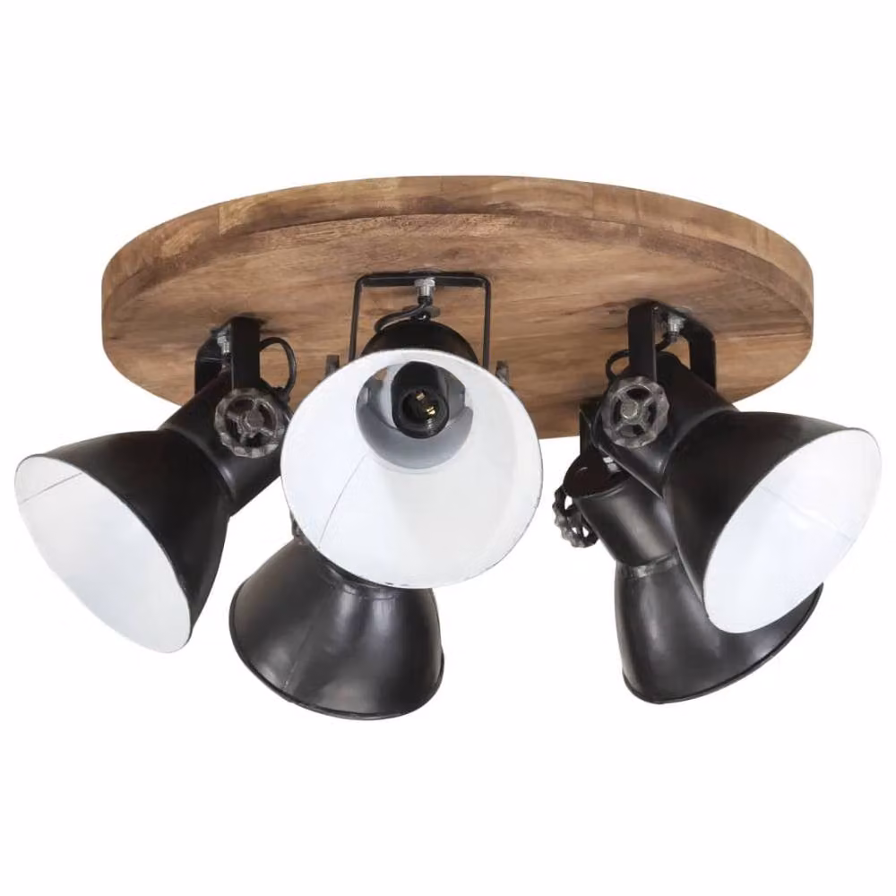 Berkfield Home Industrial Square Ceiling Lamp in Black and Wood, W/D/H: 50 x 50 x 25 cm, E27, 25 W – 2