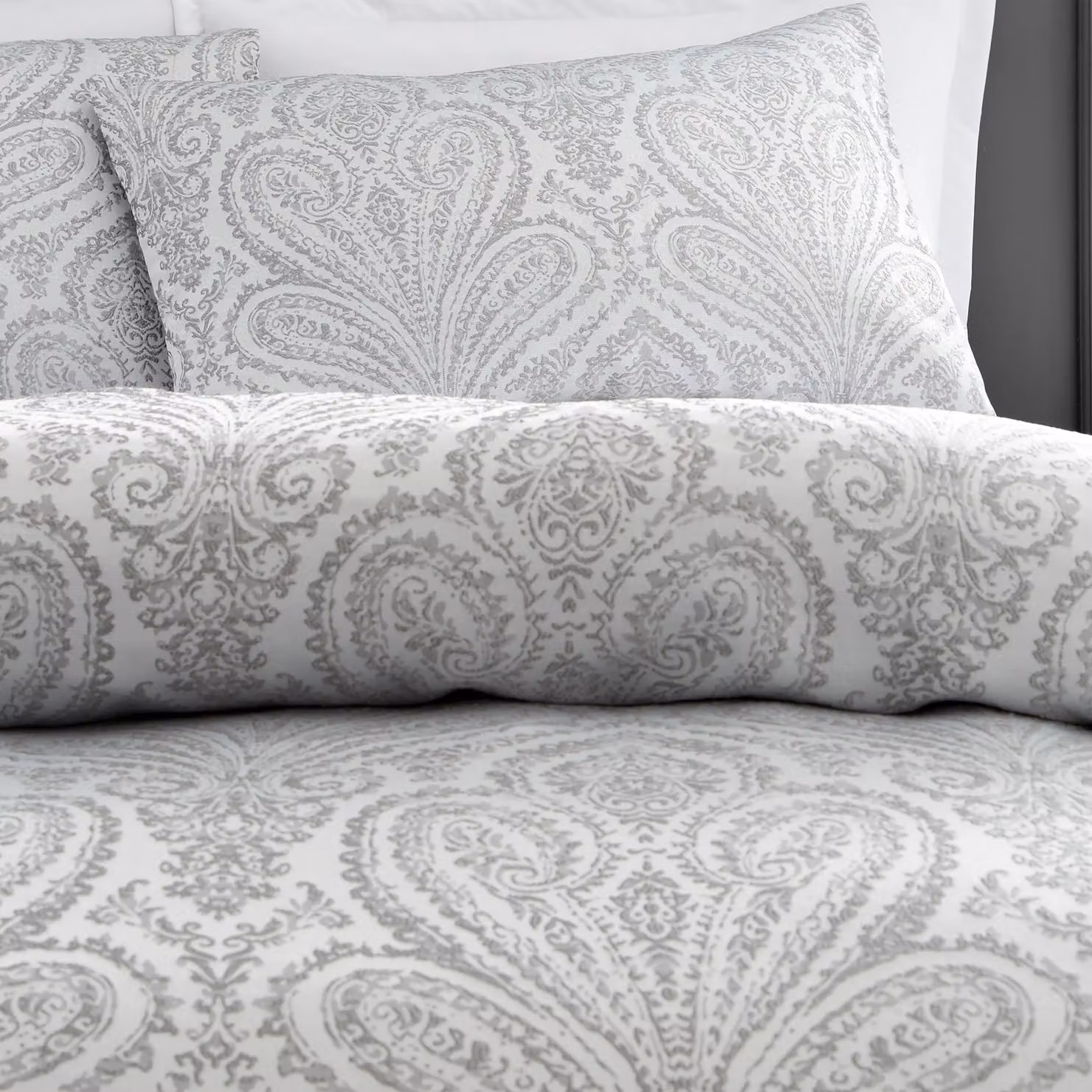 Portfolio Home Montpellier Silver Paisley Jacquard Duvet Cover and Pillowcase Set, Super King, W/D/H: 200 x 200 cm, Pillowcase: 50 x 75 cm – 2