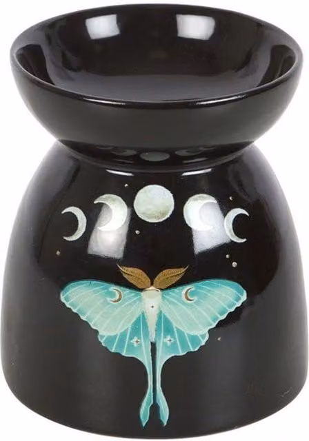 KDMD Luna Moth Ceramic Oil Burner in Black and Silver