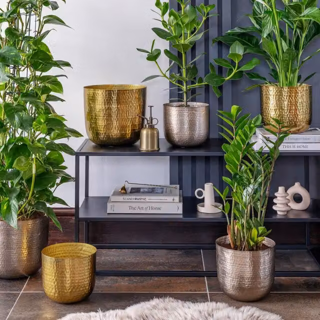 Ivyline Felix Hammered Metal Silver Planter Set of 3