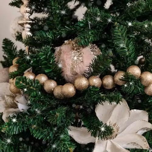 Melody Maison Gold Champagne Glitter Ball Christmas Garland, 200 cm