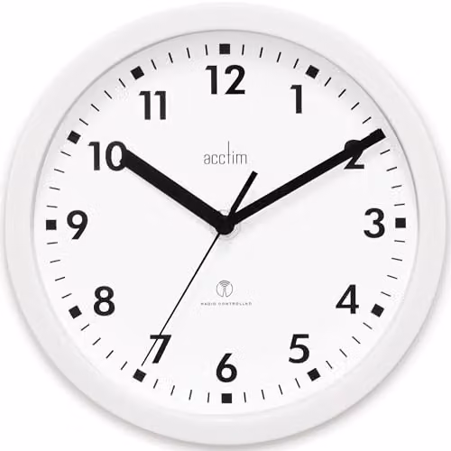 Acctim Nardo Radio Controlled Round Wall Clock in White, Diameter: 20 cm