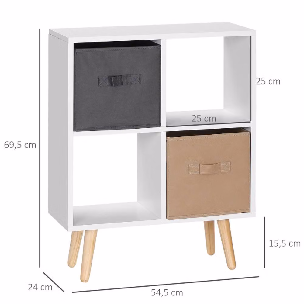 STILVORA White Modern Freestanding Storage Unit with Fabric Drawers – 2