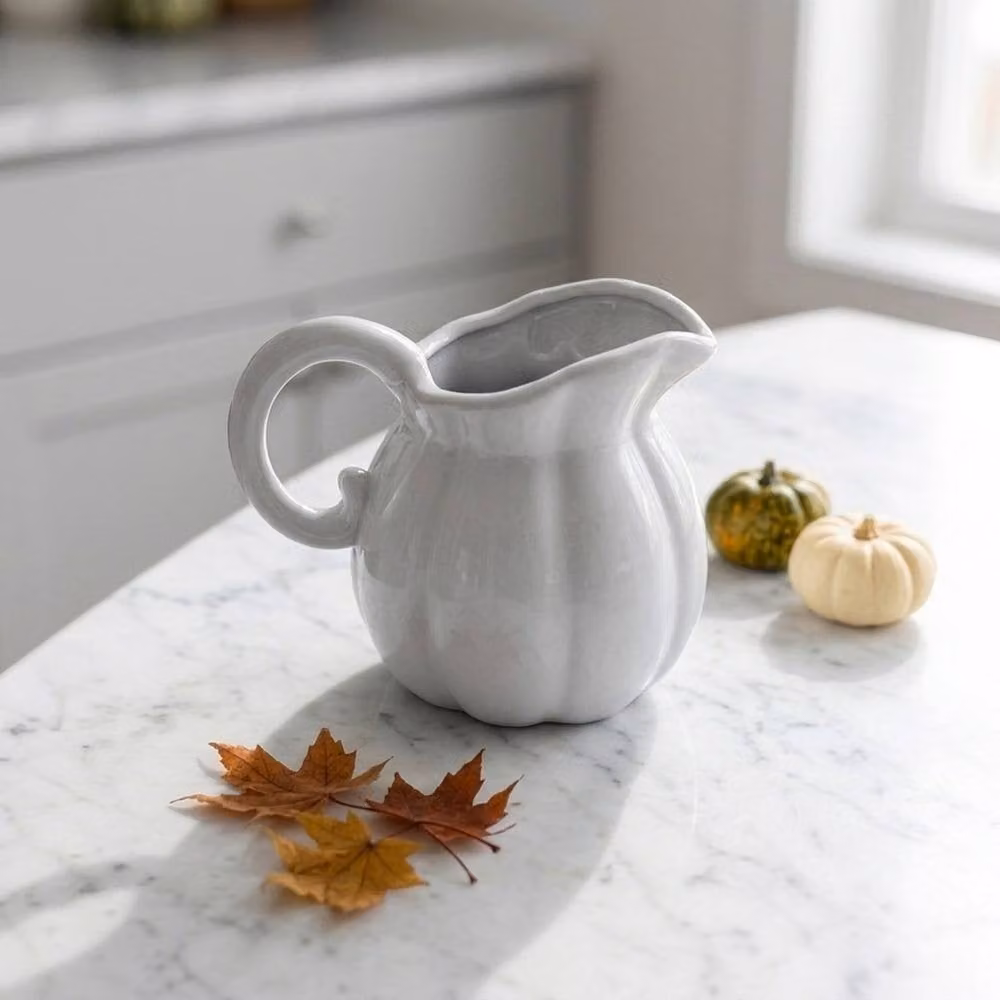 Garden Greatness Autumnal Decorative Pumpkin Design Ceramic Jug in White and Multicolour – 2