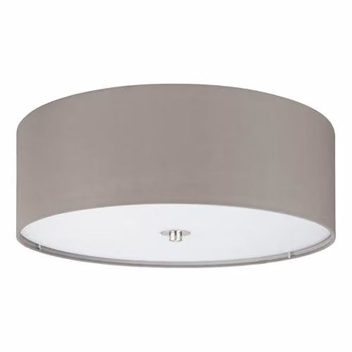Eglo Pasteri 3-Light Fabric Ceiling Flush Light in Taupe, Beige and Brown, Diameter: 47.5 cm