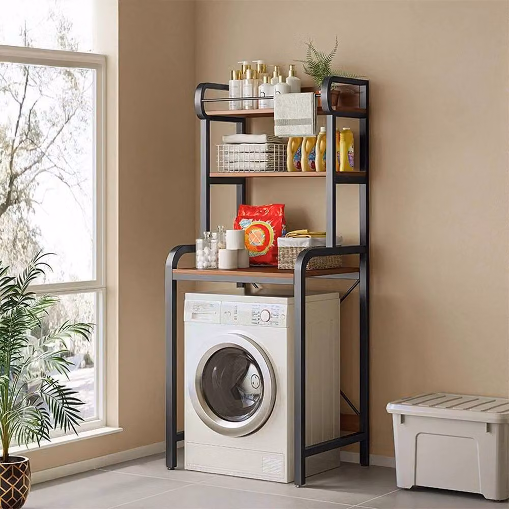 FORGEVIO 3-Tier Over Washing Machine Storage Rack in Black, H 175 x W 60 x D 68 cm – 3
