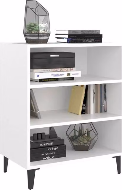 Berkfield Home White Modern Sideboard in Matt MDF and Metal, W/D/H: 57 x 35 x 70 cm