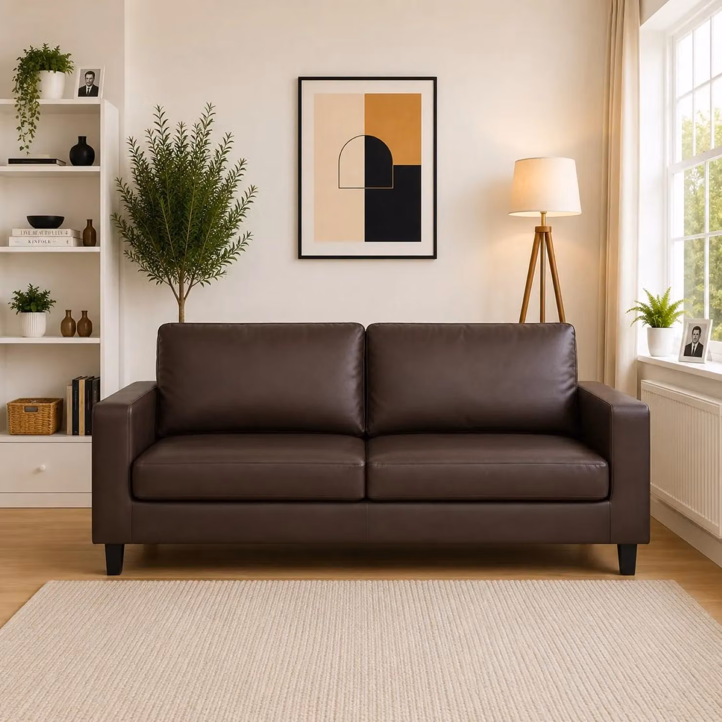 Artemis Home Monmouth 3 Seat Sofa in Brown Synthetic Leather with Solid Wood Frame – 2