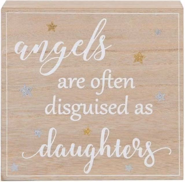 Widdop Decorative Memorial Mantel Plaque Angels Daughters in White, Silver, Gold and Beige – 1