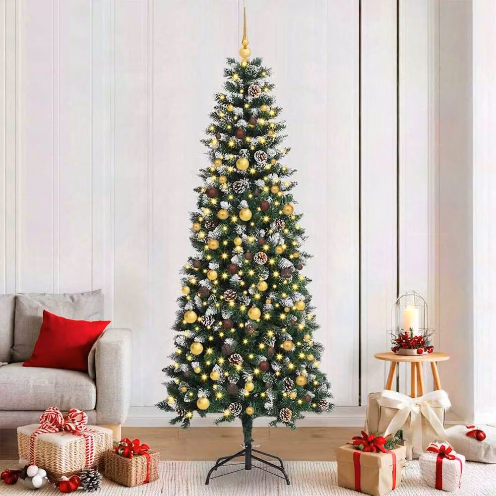 Berkfield Home Elegant Green Artificial Christmas Tree with 300 LEDs, W/D/H: 86 x 86 x 210 cm – 2