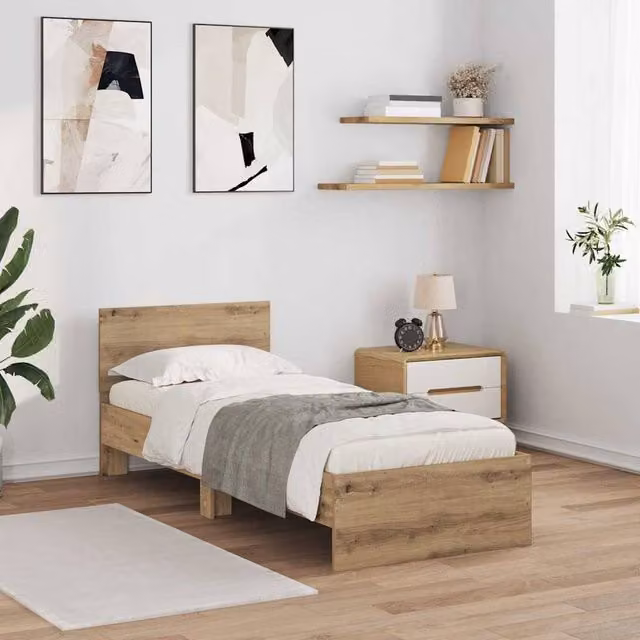 Berkfield Home Artisan Oak Bed Frame with Lift Up Base in Brown, W: 75 cm