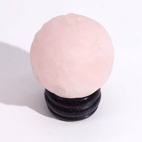 Ancient Wisdom Rose Quartz Venus Planet on Solar Goldstone Stand in Pink and Gold – 2