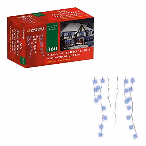 The Christmas Workshop 360 LED Icicle Christmas Lights in Blue and White