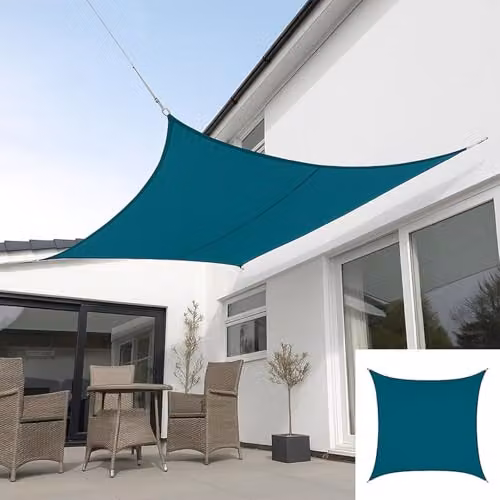 Kookaburra Primrose Square Water Resistant Sun Shade Canopy in Petrol Blue, W/D/H: 3.6 x 3.6 x 3.6 m – 2