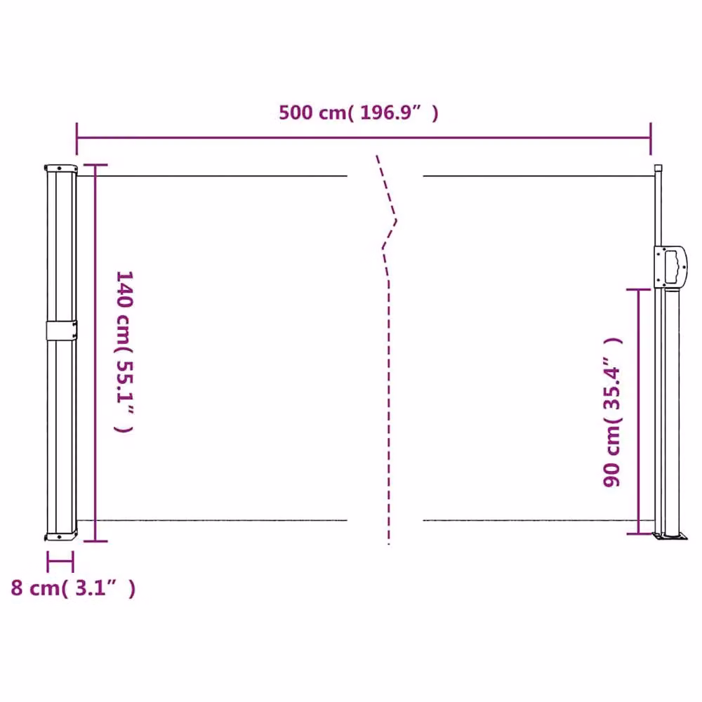 Berkfield Home Retractable Side Awning in Beige, W/H: 500 x 140 cm – 5