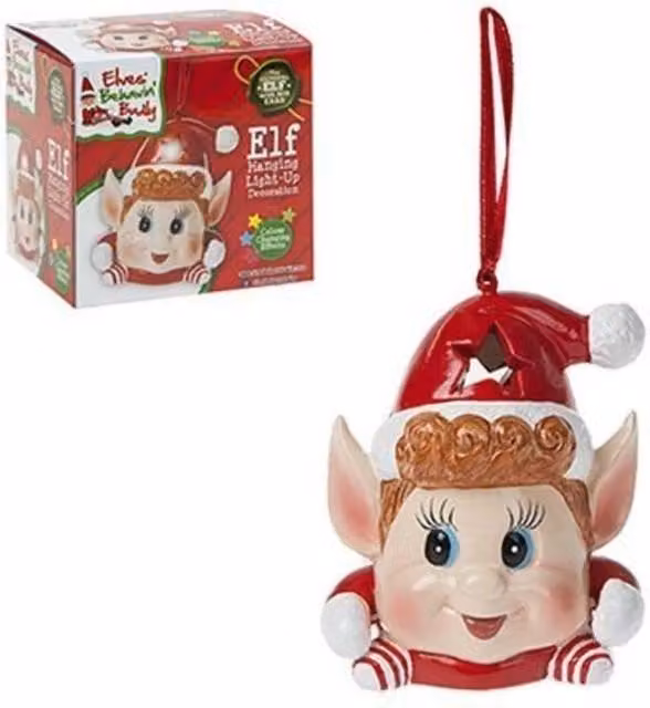 KDMD 5 Pack Red Elf Ornaments with 3 Colour Changing Lights