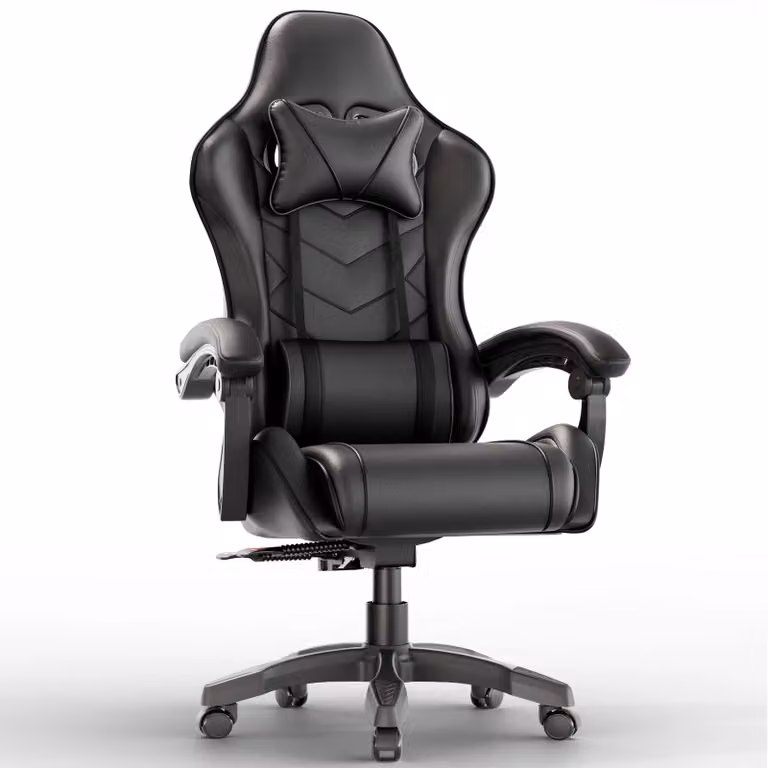 DHS Sporty PU Leather PC Gaming Chair with Headrest and Armrests in Black, Blue or Grey